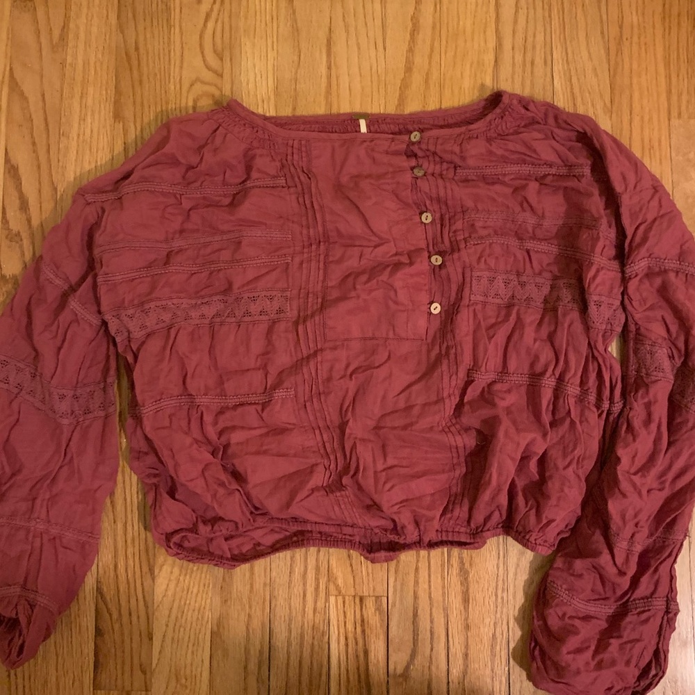 free people oversized long sleeve maroon XS